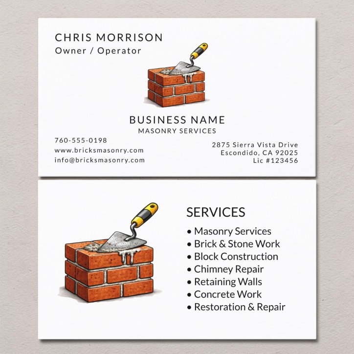 Masonry Brick Services Professional Business Card