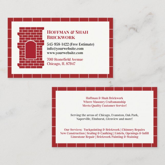 Masonry Chimney Business Card Template (Front/Back)