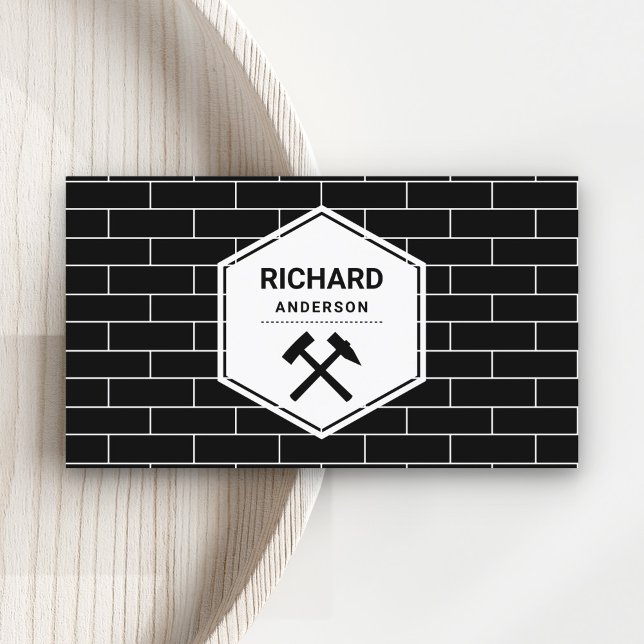 Masonry Construction Black Bricks Wall Bricklaying Business Card (Creator Uploaded)