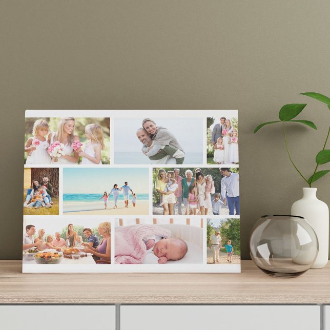 Masonry Grid 9 Photo Collage White Faux Canvas Print (Creator Uploaded)