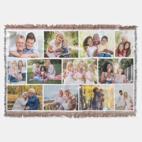 Masonry Grid Photo Collage 12 Family Pictures Throw Blanket