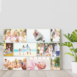 Masonry Style Family Photo Collage Grey Canvas Print