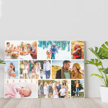 Masonry Style Family Photo Collage White Canvas Print<br><div class="desc">Create your own masonry style photo collage on a white canvas. The photo template is set up ready for you to display 9 of your favorite family photos. Your photos will automatically display in a masonry grid, with 2 landscape and 1 portrait picture on each of the 3 rows. The...</div>