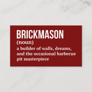 Masonry Worker Definition Humor Business Card