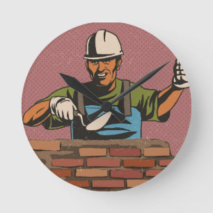 Masonry Worker Round Clock
