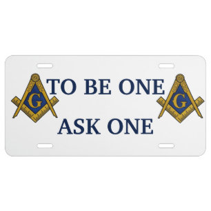 MASONS CUSTOM LICENSE PLATE ALUMINUM or PLASTIC