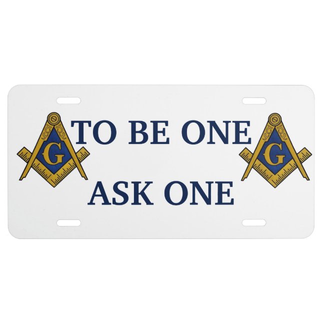 MASONS CUSTOM LICENSE PLATE ALUMINUM or PLASTIC (Front)