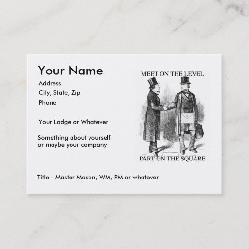 Customizable Masons Meeting, Large size Business Card Templates