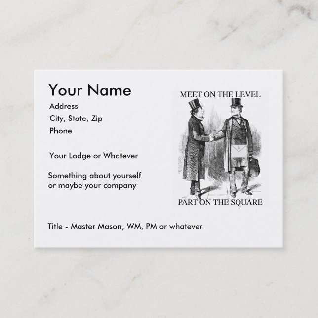 Masons Meeting, Large size Business Card (Front)