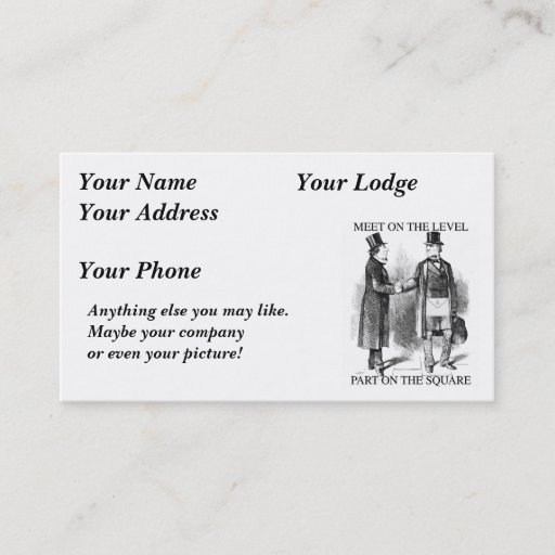 Customizable Masons Meeting Name or Business card