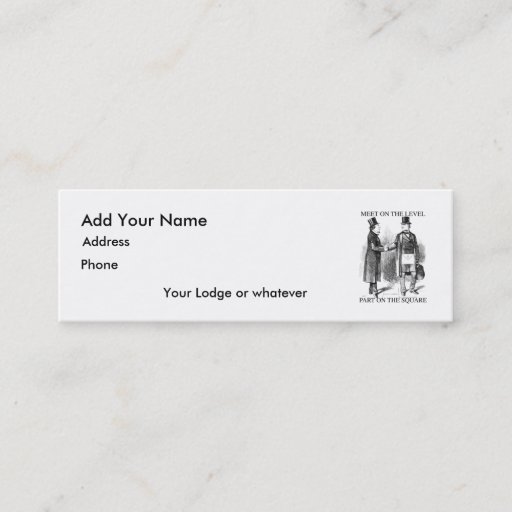 Customizable Masons Meeting Skinny Card Business Card Templates
