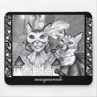 Masquarade Cat,-black & white version- mousepad