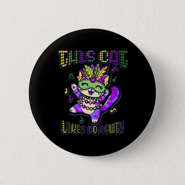 Masque Mardi Apparel Costumes Mardi Gras Cat  Button (Front)