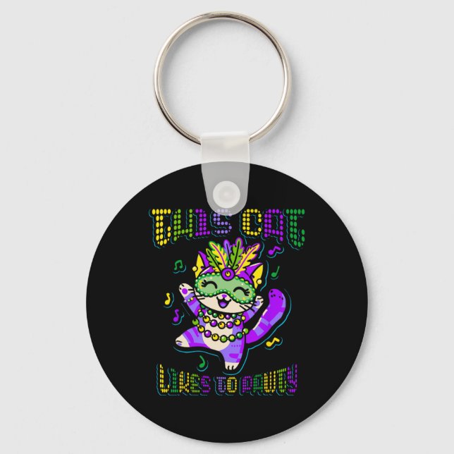 Masque Mardi Apparel Costumes Mardi Gras Cat  Keychain (Front)