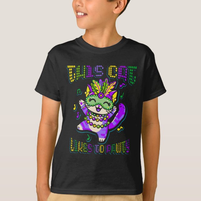 Masque Mardi Apparel Costumes Mardi Gras Cat  T-Shirt (Front)