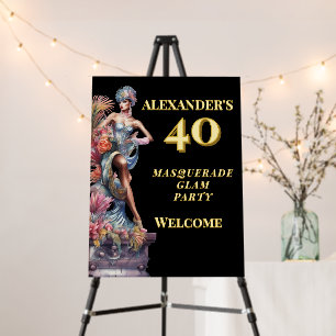 Masquerade 40th Birthday Welcome Sign