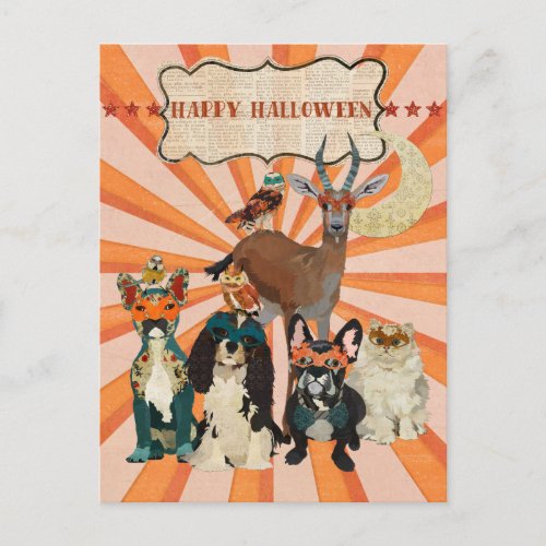 MASQUERADE ANIMALS HALLOWEEN Postcard