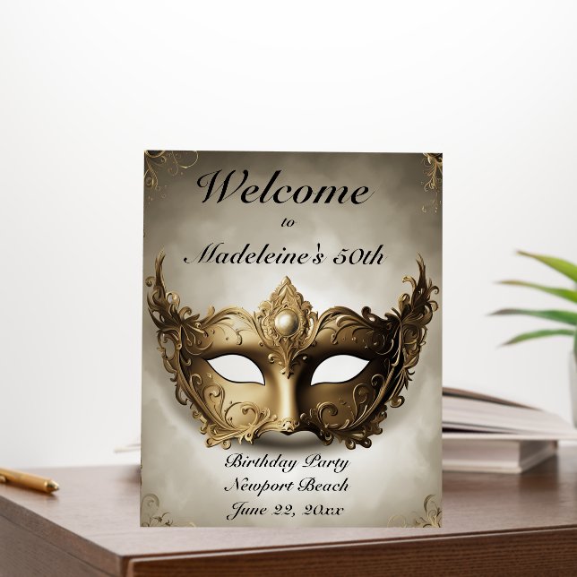 Masquerade Antique Venice Mask Chic 50th Birthday Foam Board (In Situ (Office))