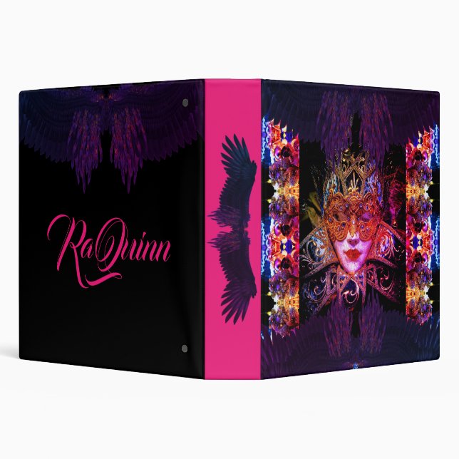  Masquerade Ball Beauty masked woman gothic purple 3 Ring Binder (Background)