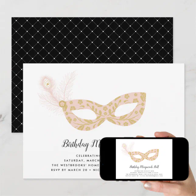 Masquerade Ball Birthday Party Invitation | Zazzle