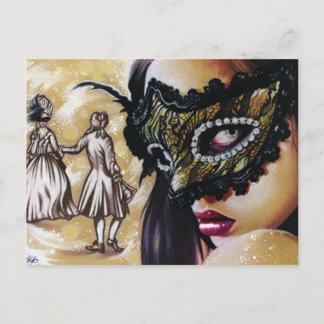 Masquerade Ball fantasy art postcard (Front)