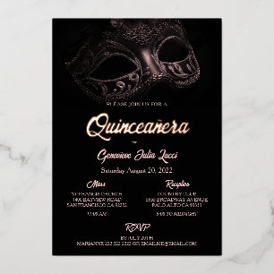 Masquerade Ball Foil Quinceanera Party Invitation