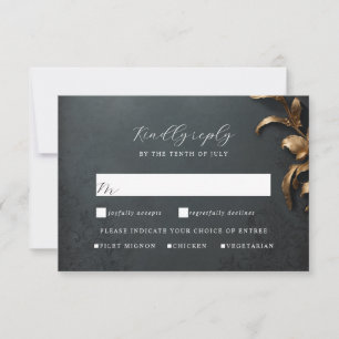 Masquerade ball gold and black rsvp card