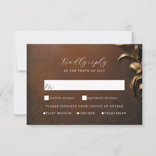 Masquerade ball gold and brown rsvp