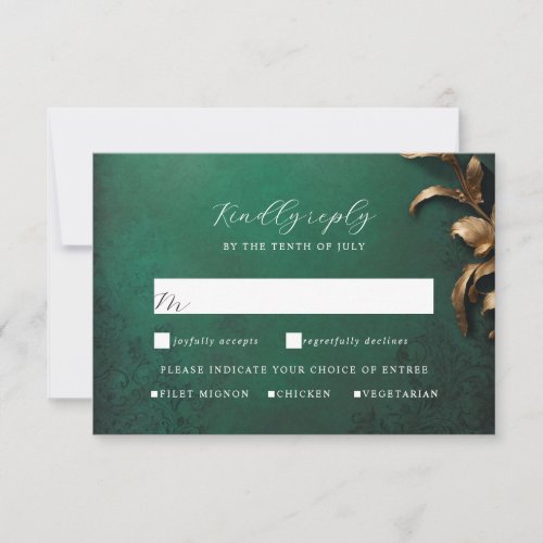 Masquerade ball gold and green rsvp