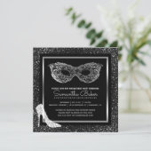 Masquerade Ball High Heels Black Silver Sweet 16 Invitation (Standing Front)