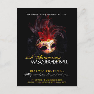 Masquerade Ball Invitation Postcard