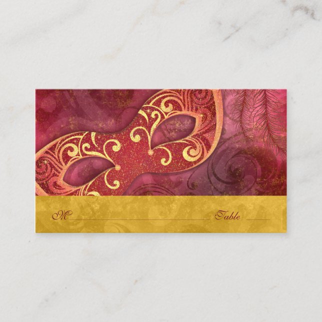 Masquerade Ball Mardi Gras Wedding Place Cards (Front)