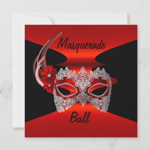 Masquerade Ball Masks Red Silk Black Invite Party