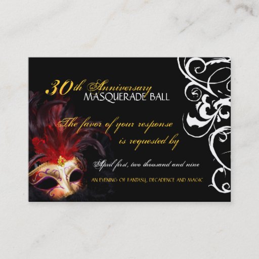 Customizable Masquerade Ball - Mini Reply Cards Business Cards