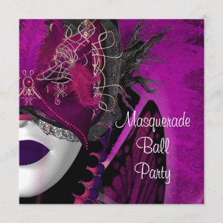Masquerade Ball Party Mask Black Pink Purple Girl Invitation