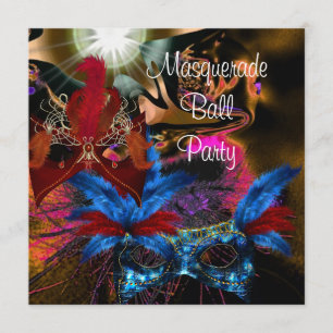 Masquerade Ball Party Mask Colorful Abstract 2 Invitation