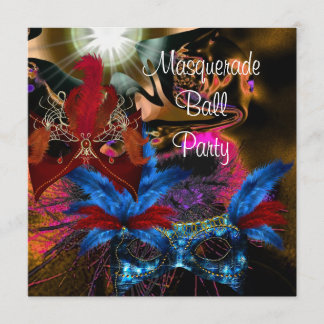 Masquerade Ball Party Mask Colorful Abstract 2 Invitation