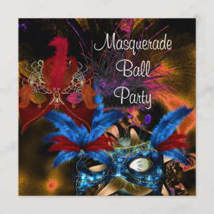 Masquerade Ball Party Mask Colorful Abstract Invitation