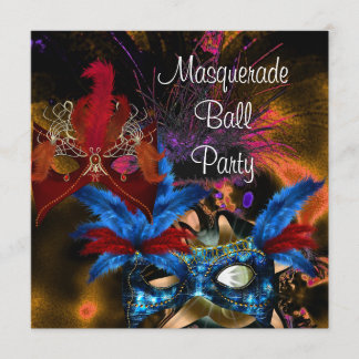 Masquerade Ball Party Mask Colorful Abstract Invitation