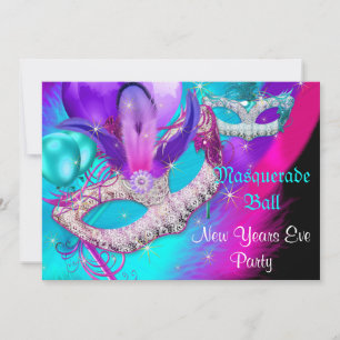 Masquerade Ball Party Masks New Years Eve Party Invitation