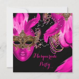 Masquerade Ball Party Pink Masks Invitation