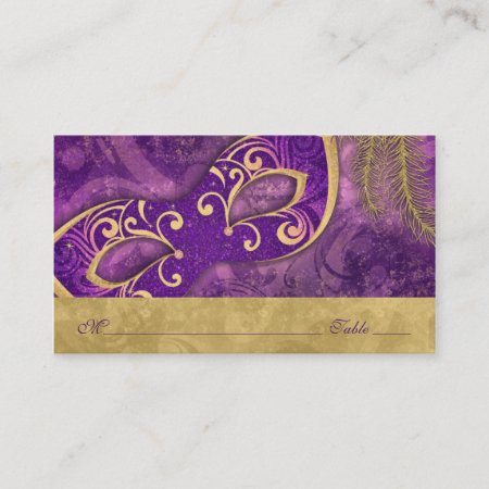 Masquerade Ball Purple Gold Wedding Place Cards