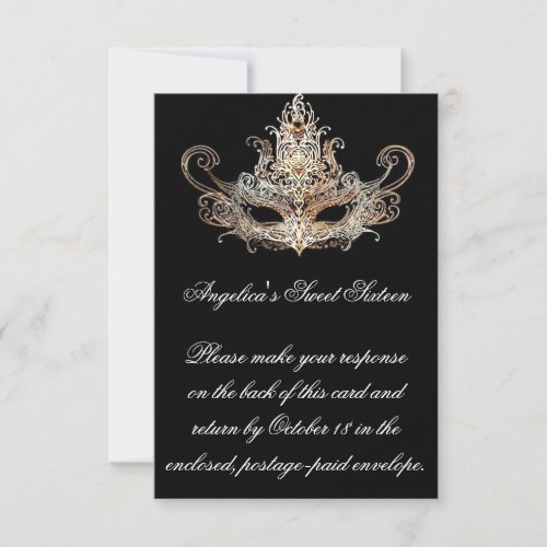 Masquerade Ball Response Card with Meal Choices