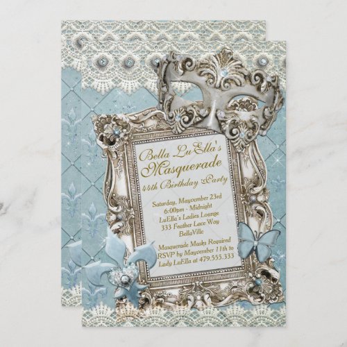 Masquerade Birthday Event Party Invitations