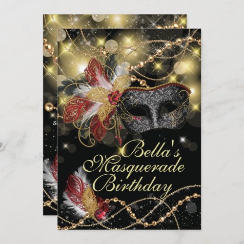 Masquerade Birthday Event Party Invitations