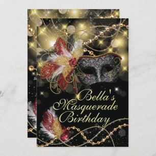 Masquerade Birthday Event Party Invitations