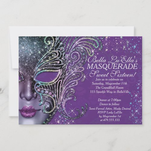 Masquerade Birthday Event Party Invitations