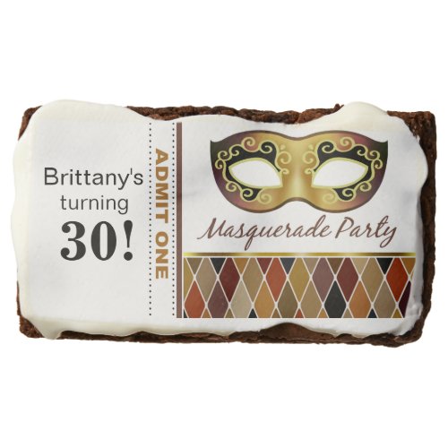 Masquerade Birthday Party Admit One  bronze Brownie