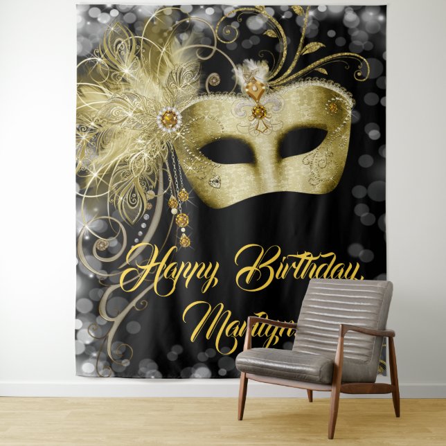 Masquerade Birthday Party Backdrop (In Situ)