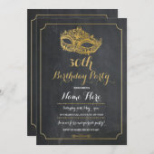 MASQUERADE Birthday Party Gold Mask Invite 30th 40 (Front/Back)